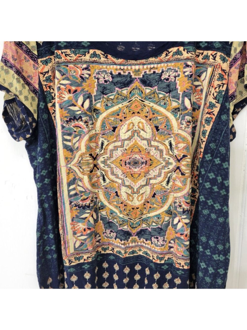 Lucky Brand Boho Paisley Medallion Print Short Sleeve Top 2X - Picture 4 of 5